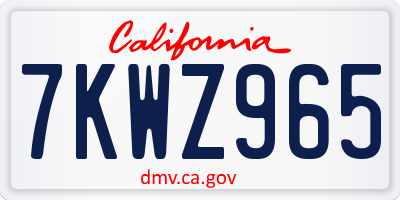 CA license plate 7KWZ965