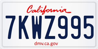 CA license plate 7KWZ995
