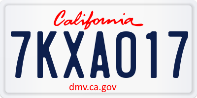 CA license plate 7KXA017