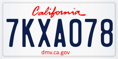 CA license plate 7KXA078