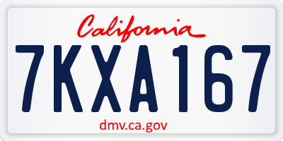 CA license plate 7KXA167