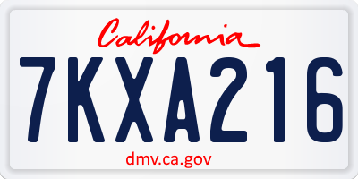 CA license plate 7KXA216