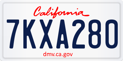 CA license plate 7KXA280