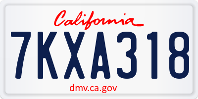 CA license plate 7KXA318