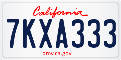 CA license plate 7KXA333