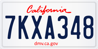 CA license plate 7KXA348