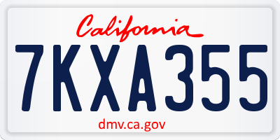CA license plate 7KXA355