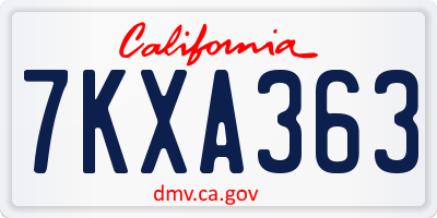 CA license plate 7KXA363