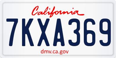 CA license plate 7KXA369