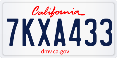 CA license plate 7KXA433