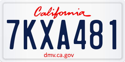 CA license plate 7KXA481