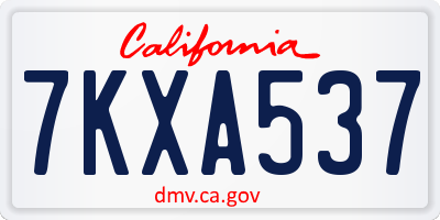 CA license plate 7KXA537