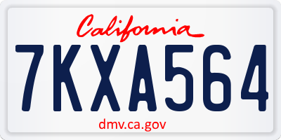 CA license plate 7KXA564