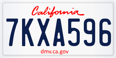 CA license plate 7KXA596
