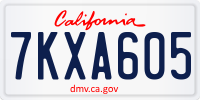 CA license plate 7KXA605
