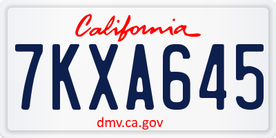 CA license plate 7KXA645