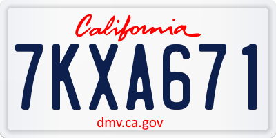 CA license plate 7KXA671