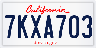 CA license plate 7KXA703