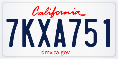 CA license plate 7KXA751