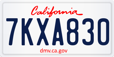 CA license plate 7KXA830
