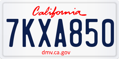 CA license plate 7KXA850