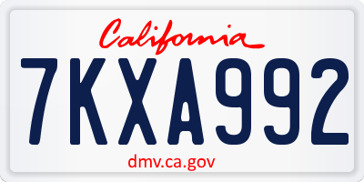 CA license plate 7KXA992