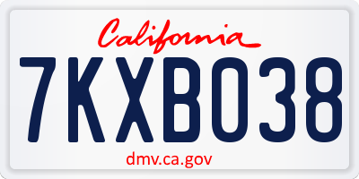 CA license plate 7KXB038