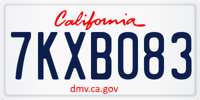 CA license plate 7KXB083
