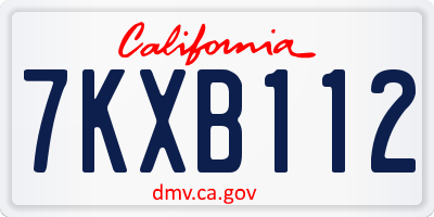 CA license plate 7KXB112
