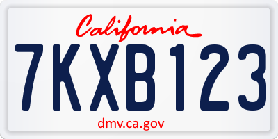CA license plate 7KXB123