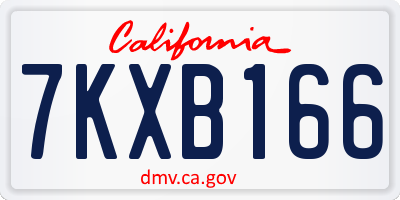 CA license plate 7KXB166