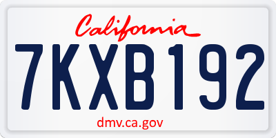 CA license plate 7KXB192