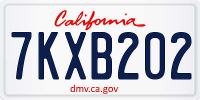 CA license plate 7KXB202