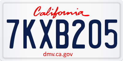 CA license plate 7KXB205