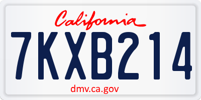 CA license plate 7KXB214