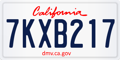CA license plate 7KXB217