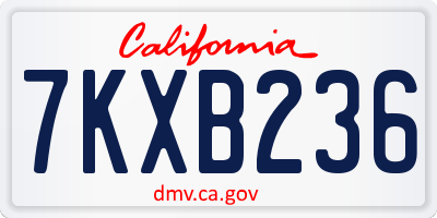 CA license plate 7KXB236