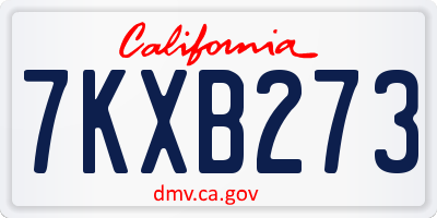 CA license plate 7KXB273