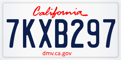 CA license plate 7KXB297