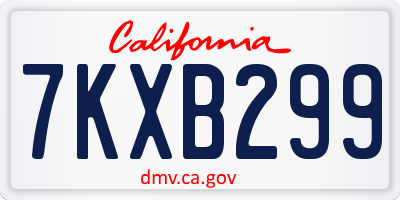 CA license plate 7KXB299