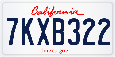 CA license plate 7KXB322
