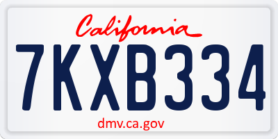 CA license plate 7KXB334