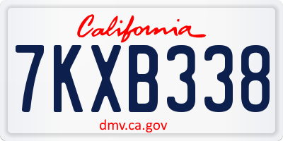 CA license plate 7KXB338