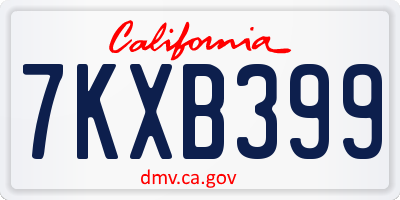 CA license plate 7KXB399