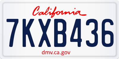 CA license plate 7KXB436
