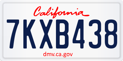 CA license plate 7KXB438