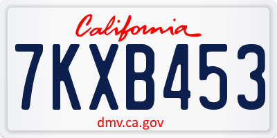 CA license plate 7KXB453