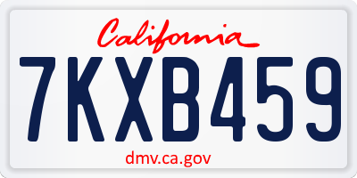 CA license plate 7KXB459