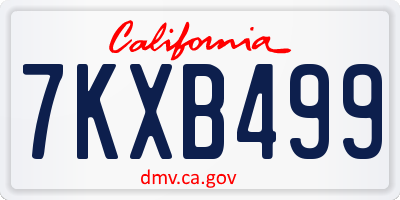 CA license plate 7KXB499