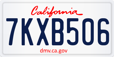 CA license plate 7KXB506